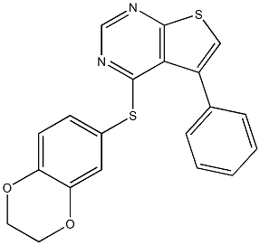 2,3-dihydro-1,4-benzodioxin-6-yl 5-phenylthieno[2,3-d]pyrimidin-4-yl sulfide Structure