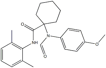 N-(2,6-dimethylphenyl)-1-(formyl-4-methoxyanilino)cyclohexanecarboxamide 구조식 이미지