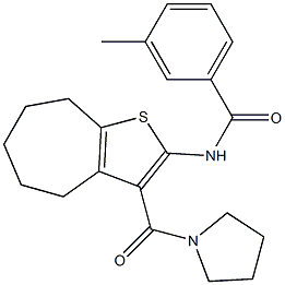 3-methyl-N-[3-(1-pyrrolidinylcarbonyl)-5,6,7,8-tetrahydro-4H-cyclohepta[b]thien-2-yl]benzamide Structure