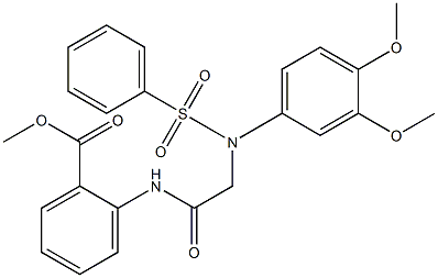 methyl 2-({[3,4-dimethoxy(phenylsulfonyl)anilino]acetyl}amino)benzoate Structure