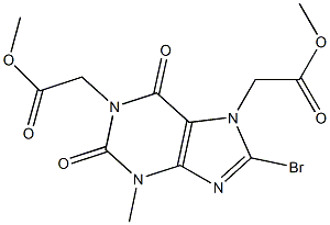 methyl (8-bromo-1-(2-methoxy-2-oxoethyl)-3-methyl-2,6-dioxo-3,6-dihydro-1H-purin-7(2H)-yl)acetate 구조식 이미지