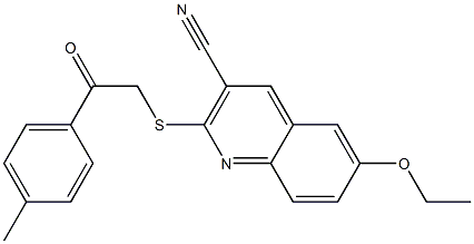 6-ethoxy-2-{[2-(4-methylphenyl)-2-oxoethyl]sulfanyl}-3-quinolinecarbonitrile Structure