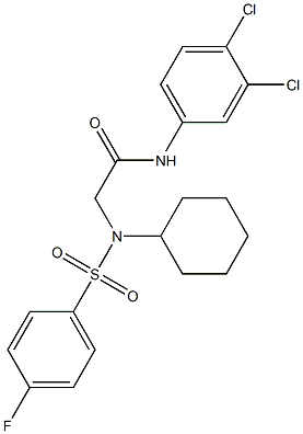 2-{cyclohexyl[(4-fluorophenyl)sulfonyl]amino}-N-(3,4-dichlorophenyl)acetamide 구조식 이미지