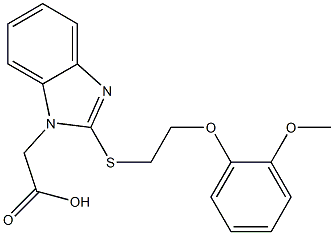 (2-{[2-(2-methoxyphenoxy)ethyl]sulfanyl}-1H-benzimidazol-1-yl)acetic acid 구조식 이미지