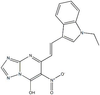 5-[2-(1-ethyl-1H-indol-3-yl)vinyl]-6-nitro[1,2,4]triazolo[1,5-a]pyrimidin-7-ol 구조식 이미지
