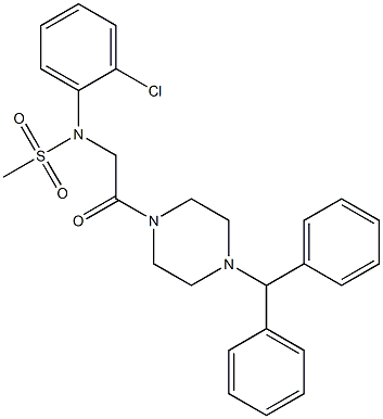 N-[2-(4-benzhydrylpiperazin-1-yl)-2-oxoethyl]-N-(2-chlorophenyl)methanesulfonamide 구조식 이미지