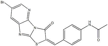 N-{4-[(7-bromo-3-oxo[1,3]thiazolo[2',3':2,3]imidazo[4,5-b]pyridin-2(3H)-ylidene)methyl]phenyl}acetamide 구조식 이미지