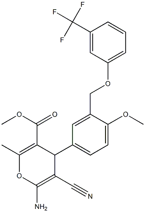 methyl 6-amino-5-cyano-4-(4-methoxy-3-{[3-(trifluoromethyl)phenoxy]methyl}phenyl)-2-methyl-4H-pyran-3-carboxylate Structure