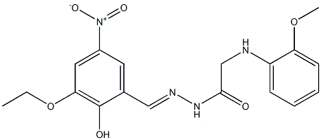 N'-{3-ethoxy-2-hydroxy-5-nitrobenzylidene}-2-(2-methoxyanilino)acetohydrazide Structure