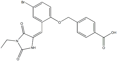 4-({4-bromo-2-[(1-ethyl-2,5-dioxo-4-imidazolidinylidene)methyl]phenoxy}methyl)benzoic acid 구조식 이미지