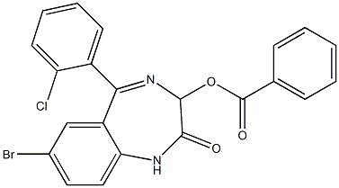 7-bromo-5-(2-chlorophenyl)-2-oxo-2,3-dihydro-1H-1,4-benzodiazepin-3-yl benzoate Structure