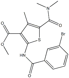 methyl 2-[(3-bromobenzoyl)amino]-5-[(dimethylamino)carbonyl]-4-methyl-3-thiophenecarboxylate 구조식 이미지