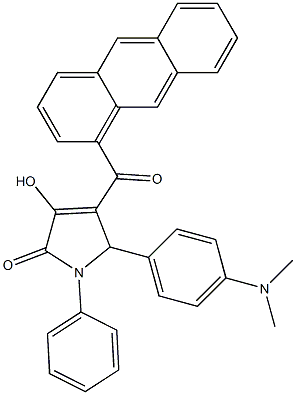 4-(1-anthrylcarbonyl)-5-[4-(dimethylamino)phenyl]-3-hydroxy-1-phenyl-1,5-dihydro-2H-pyrrol-2-one Structure