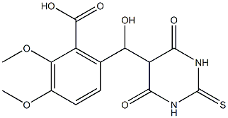 6-[(4,6-dioxo-2-thioxohexahydro-5-pyrimidinyl)(hydroxy)methyl]-2,3-dimethoxybenzoic acid Structure