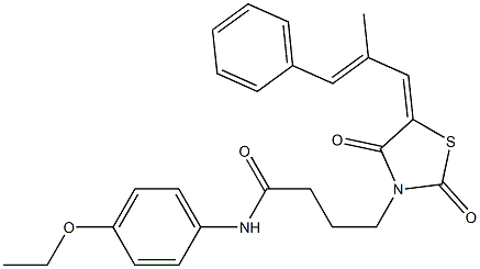 N-(4-ethoxyphenyl)-4-[5-(2-methyl-3-phenyl-2-propenylidene)-2,4-dioxo-1,3-thiazolidin-3-yl]butanamide 구조식 이미지