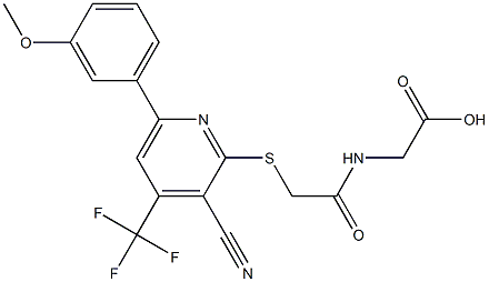 [({[3-cyano-6-(3-methoxyphenyl)-4-(trifluoromethyl)-2-pyridinyl]sulfanyl}acetyl)amino]acetic acid Structure