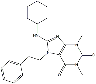 8-(cyclohexylamino)-1,3-dimethyl-7-(2-phenylethyl)-3,7-dihydro-1H-purine-2,6-dione 구조식 이미지