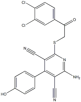 2-amino-6-{[2-(3,4-dichlorophenyl)-2-oxoethyl]sulfanyl}-4-(4-hydroxyphenyl)-3,5-pyridinedicarbonitrile Structure