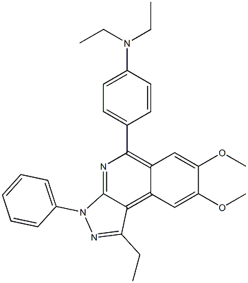 N,N-diethyl-4-(1-ethyl-7,8-dimethoxy-3-phenyl-3H-pyrazolo[3,4-c]isoquinolin-5-yl)aniline 구조식 이미지