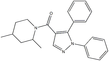 1-[(1,5-diphenyl-1H-pyrazol-4-yl)carbonyl]-2,4-dimethylpiperidine 구조식 이미지