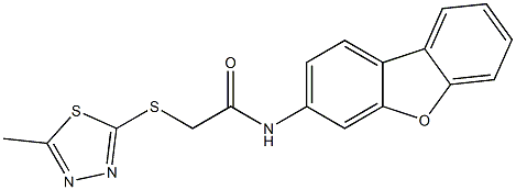 N-dibenzo[b,d]furan-3-yl-2-[(5-methyl-1,3,4-thiadiazol-2-yl)sulfanyl]acetamide 구조식 이미지