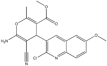 methyl 6-amino-4-[2-chloro-6-(methyloxy)quinolin-3-yl]-5-cyano-2-methyl-4H-pyran-3-carboxylate 구조식 이미지