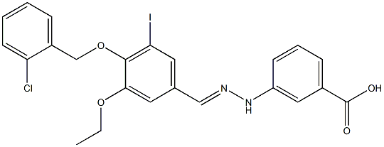 3-(2-{4-[(2-chlorobenzyl)oxy]-3-ethoxy-5-iodobenzylidene}hydrazino)benzoic acid Structure