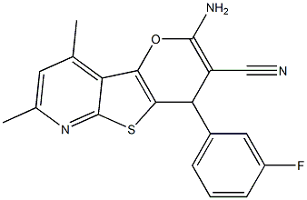 2-amino-4-(3-fluorophenyl)-7,9-dimethyl-4H-pyrano[2',3':4,5]thieno[2,3-b]pyridine-3-carbonitrile 구조식 이미지