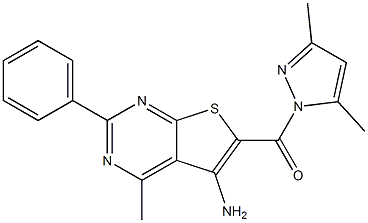 6-[(3,5-dimethyl-1H-pyrazol-1-yl)carbonyl]-4-methyl-2-phenylthieno[2,3-d]pyrimidin-5-ylamine 구조식 이미지