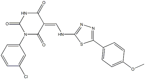 1-(3-chlorophenyl)-5-({[5-(4-methoxyphenyl)-1,3,4-thiadiazol-2-yl]amino}methylene)-2,4,6(1H,3H,5H)-pyrimidinetrione Structure