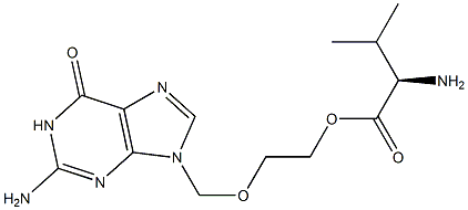 2-[(2-amino-6-oxo-1,6-dihydro-9H-purin-9-yl)methoxy]ethyl D-valinate. 구조식 이미지