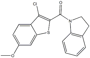 (3-chloro-6-methoxy-1-benzothiophen-2-yl)(2,3-dihydro-1H-indol-1-yl)methanone 구조식 이미지