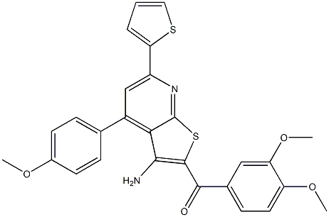[3-amino-4-(4-methoxyphenyl)-6-(2-thienyl)thieno[2,3-b]pyridin-2-yl](3,4-dimethoxyphenyl)methanone 구조식 이미지