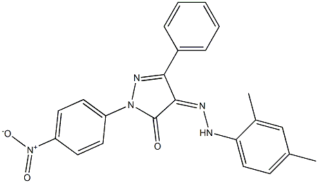 1-(4-nitrophenyl)-3-phenyl-1H-pyrazole-4,5-dione 4-[N-(2,4-dimethylphenyl)hydrazone] 구조식 이미지