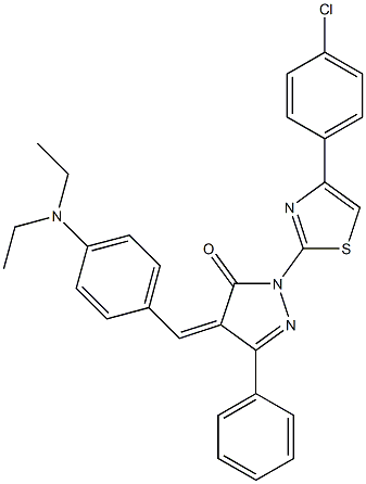 1-[4-(4-chlorophenyl)-1,3-thiazol-2-yl]-4-{(Z)-[4-(diethylamino)phenyl]methylidene}-3-phenyl-1H-pyrazol-5-one Structure