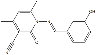 1-{[(E)-(3-hydroxyphenyl)methylidene]amino}-4,6-dimethyl-2-oxo-1,2-dihydro-3-pyridinecarbonitrile 구조식 이미지