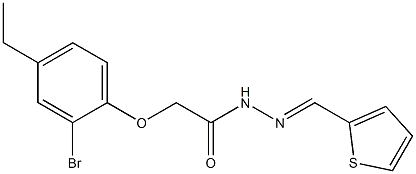 2-(2-bromo-4-ethylphenoxy)-N'-[(E)-2-thienylmethylidene]acetohydrazide Structure