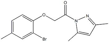 2-(2-bromo-4-methylphenoxy)-1-(3,5-dimethyl-1H-pyrazol-1-yl)-1-ethanone 구조식 이미지