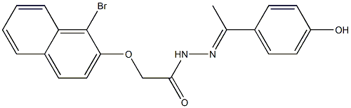 2-[(1-bromo-2-naphthyl)oxy]-N'-[(E)-1-(4-hydroxyphenyl)ethylidene]acetohydrazide 구조식 이미지