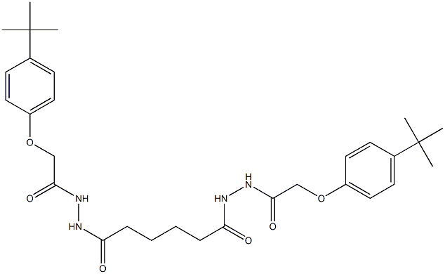 2-[4-(tert-butyl)phenoxy]-N'-[6-(2-{2-[4-(tert-butyl)phenoxy]acetyl}hydrazino)-6-oxohexanoyl]acetohydrazide 구조식 이미지