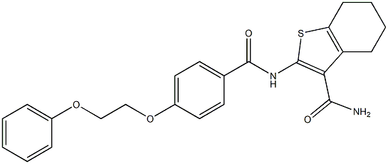 2-{[4-(2-phenoxyethoxy)benzoyl]amino}-4,5,6,7-tetrahydro-1-benzothiophene-3-carboxamide 구조식 이미지