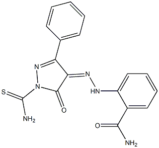 2-{2-[1-(aminocarbothioyl)-5-oxo-3-phenyl-1,5-dihydro-4H-pyrazol-4-ylidene]hydrazino}benzamide Structure