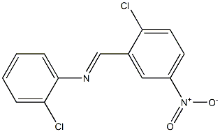 N-[(E)-(2-chloro-5-nitrophenyl)methylidene]-N-(2-chlorophenyl)amine 구조식 이미지