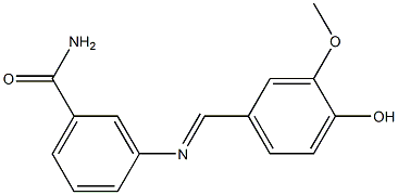 3-{[(E)-(4-hydroxy-3-methoxyphenyl)methylidene]amino}benzamide 구조식 이미지