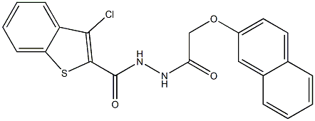 3-chloro-N'-[2-(2-naphthyloxy)acetyl]-1-benzothiophene-2-carbohydrazide Structure