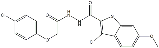 3-chloro-N'-[2-(4-chlorophenoxy)acetyl]-6-methoxy-1-benzothiophene-2-carbohydrazide Structure