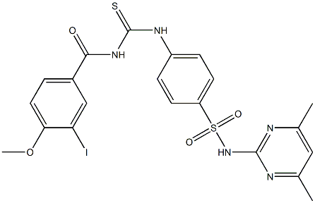 N-(4,6-dimethyl-2-pyrimidinyl)-4-({[(3-iodo-4-methoxybenzoyl)amino]carbothioyl}amino)benzenesulfonamide 구조식 이미지