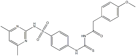 N-(4,6-dimethyl-2-pyrimidinyl)-4-[({[2-(4-methoxyphenyl)acetyl]amino}carbothioyl)amino]benzenesulfonamide 구조식 이미지