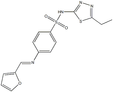 N-(5-ethyl-1,3,4-thiadiazol-2-yl)-4-{[(E)-2-furylmethylidene]amino}benzenesulfonamide 구조식 이미지