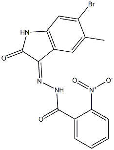 N'-(6-bromo-5-methyl-2-oxo-1,2-dihydro-3H-indol-3-ylidene)-2-nitrobenzohydrazide Structure